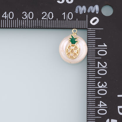 Gold Pineapple Crystal Charms,18K Gold Filled Pearl Pineapple Pendant,Fruit Charm Bracelet Necklace for DIY Jewelry Making Supply