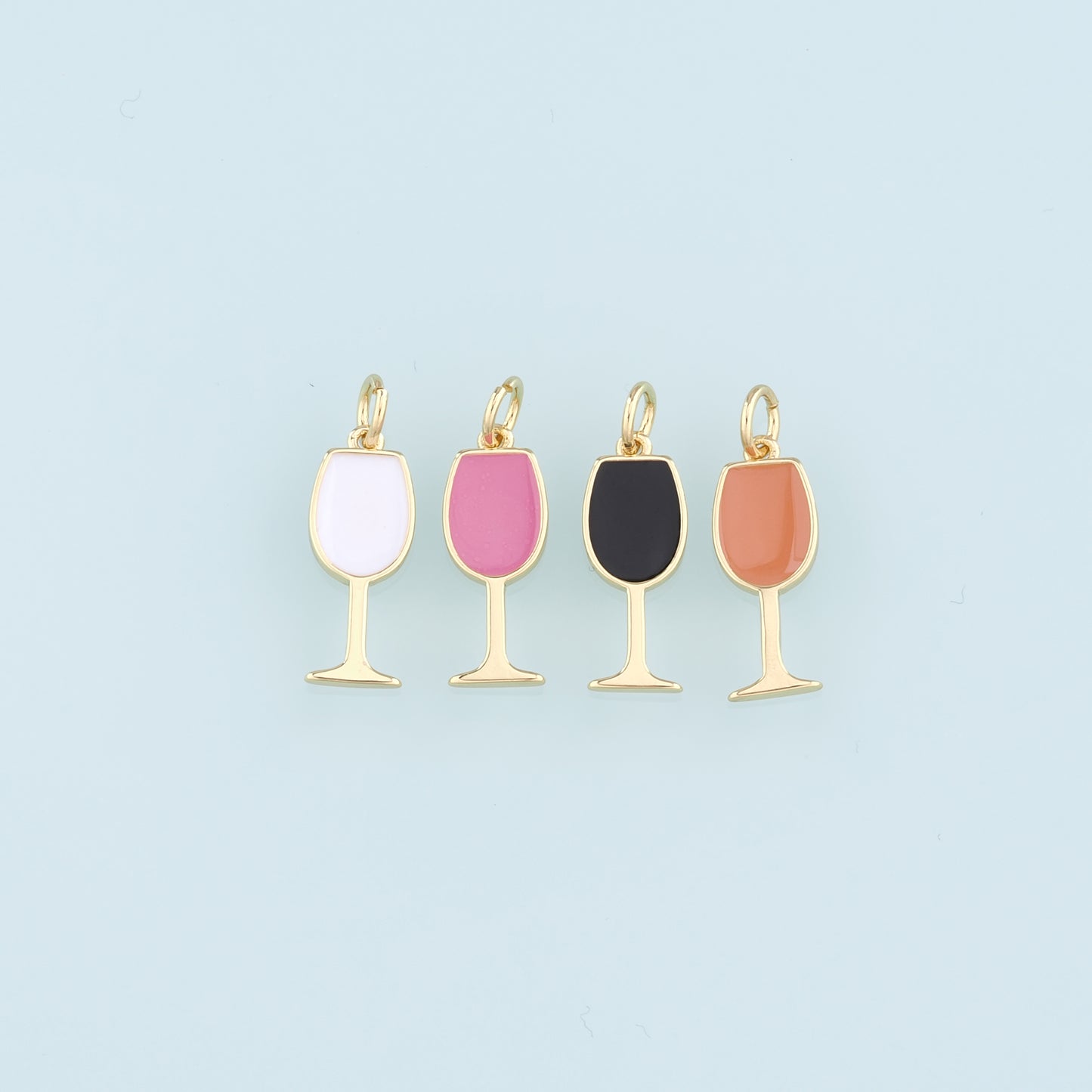 Gold Wine Glass Charms,18K Gold Filled Wine Glass Pendant,Enamel Wine Glass Charm Bracelet Necklace for DIY Jewelry Making Supply