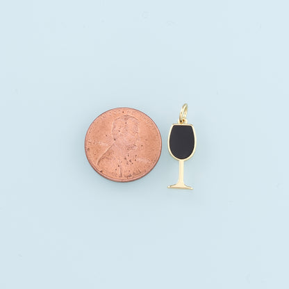 Gold Wine Glass Charms,18K Gold Filled Wine Glass Pendant,Enamel Wine Glass Charm Bracelet Necklace for DIY Jewelry Making Supply