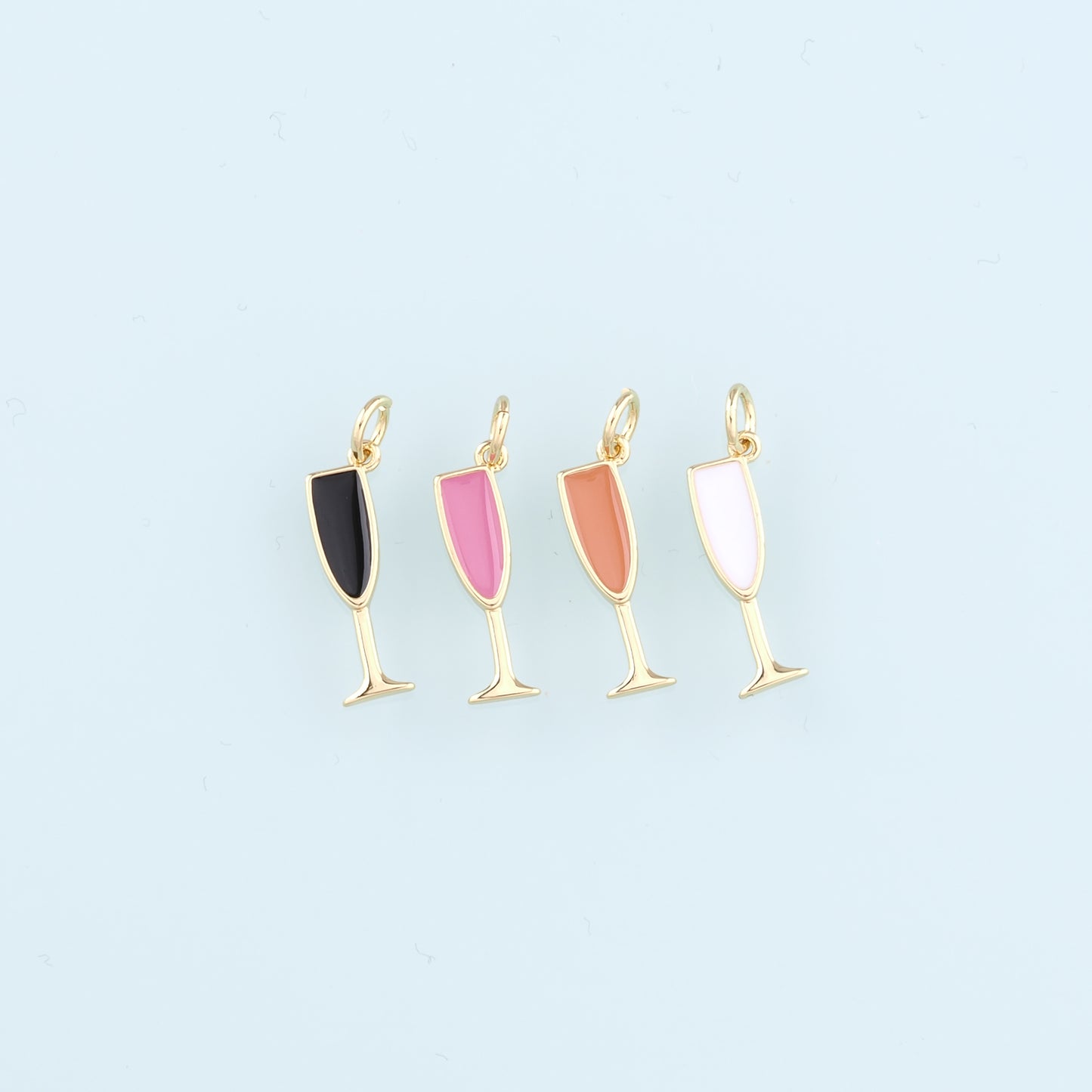 Gold Wine Glass Charms,18K Gold Filled Wine Glass Pendant,Enamel Wine Glass Charm Bracelet Necklace for DIY Jewelry Making Supply