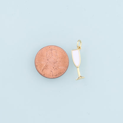 Gold Wine Glass Charms,18K Gold Filled Wine Glass Pendant,Enamel Wine Glass Charm Bracelet Necklace for DIY Jewelry Making Supply