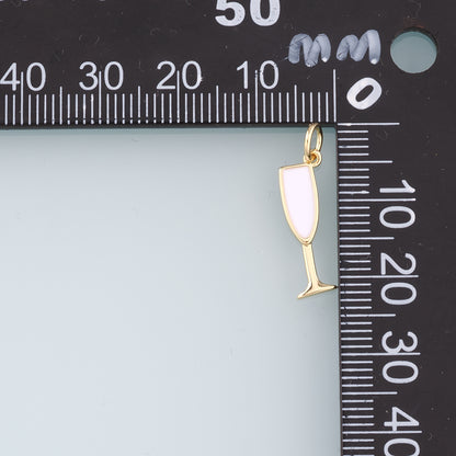 Gold Wine Glass Charms,18K Gold Filled Wine Glass Pendant,Enamel Wine Glass Charm Bracelet Necklace for DIY Jewelry Making Supply