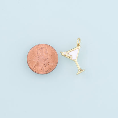 Gold Wine Glass Charms,18K Gold Filled Wine Glass Pendant,Enamel Wine Glass Charm Bracelet Necklace for DIY Jewelry Making Supply