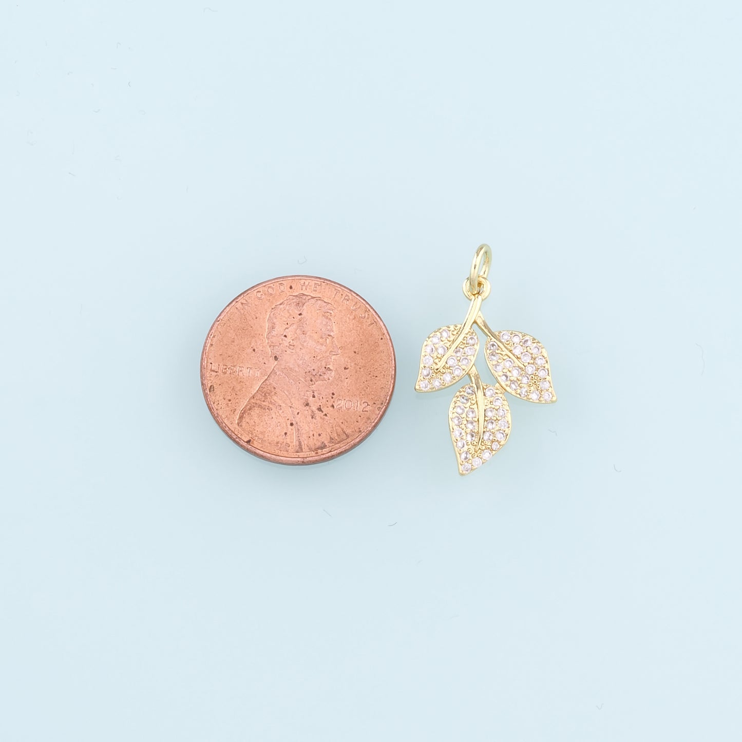 Gold Leaf Charms,18K Gold Filled Leaf Pendant,CZ Micro Pave Leaf Charm Bracelet Necklace for DIY Jewelry Making Supply
