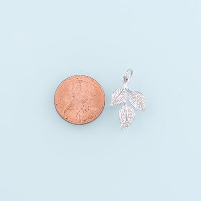 Gold Leaf Charms,18K Gold Filled Leaf Pendant,CZ Micro Pave Leaf Charm Bracelet Necklace for DIY Jewelry Making Supply