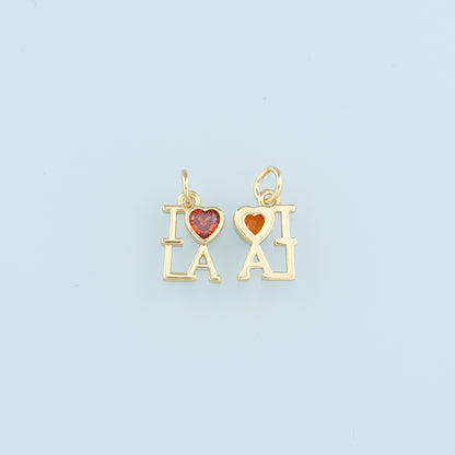 18K Gold Filled Heart Pendant,Love Charm Bracelet Necklace for DIY Jewelry Making Supply