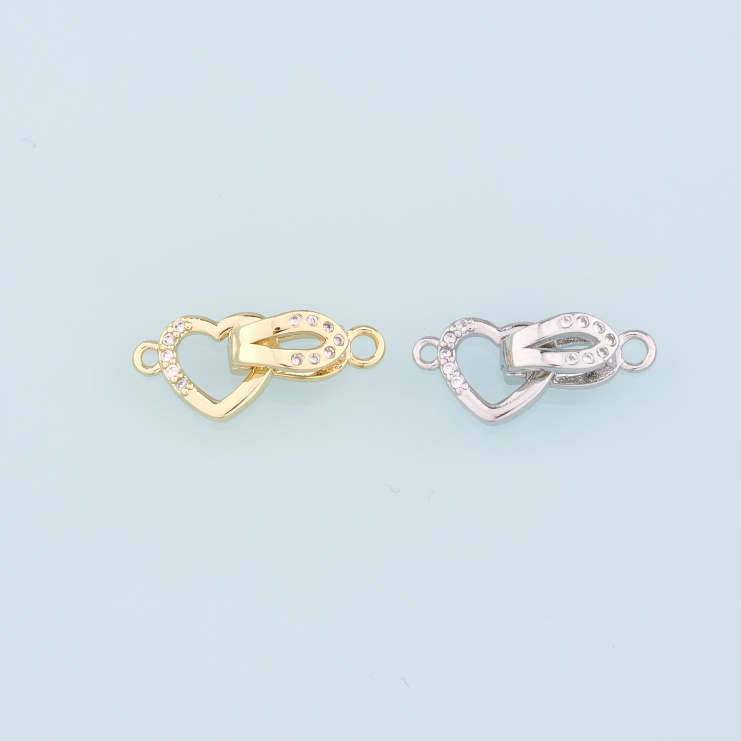 18K Gold Filled Twisted Heart Clasp,Carabiner Lock Connector,Spring Push Gate for DIY Jewelry Finding Necklace Bracelet