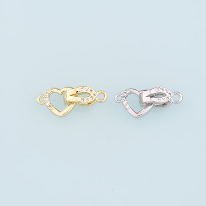 18K Gold Filled Twisted Heart Clasp,Carabiner Lock Connector,Spring Push Gate for DIY Jewelry Finding Necklace Bracelet