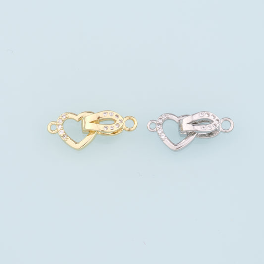 18K Gold Filled Twisted Heart Clasp,Carabiner Lock Connector,Spring Push Gate for DIY Jewelry Finding Necklace Bracelet