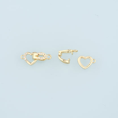 18K Gold Filled Twisted Heart Clasp,Carabiner Lock Connector,Spring Push Gate for DIY Jewelry Finding Necklace Bracelet