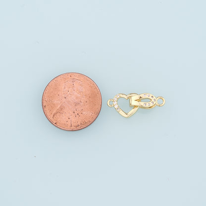 18K Gold Filled Twisted Heart Clasp,Carabiner Lock Connector,Spring Push Gate for DIY Jewelry Finding Necklace Bracelet