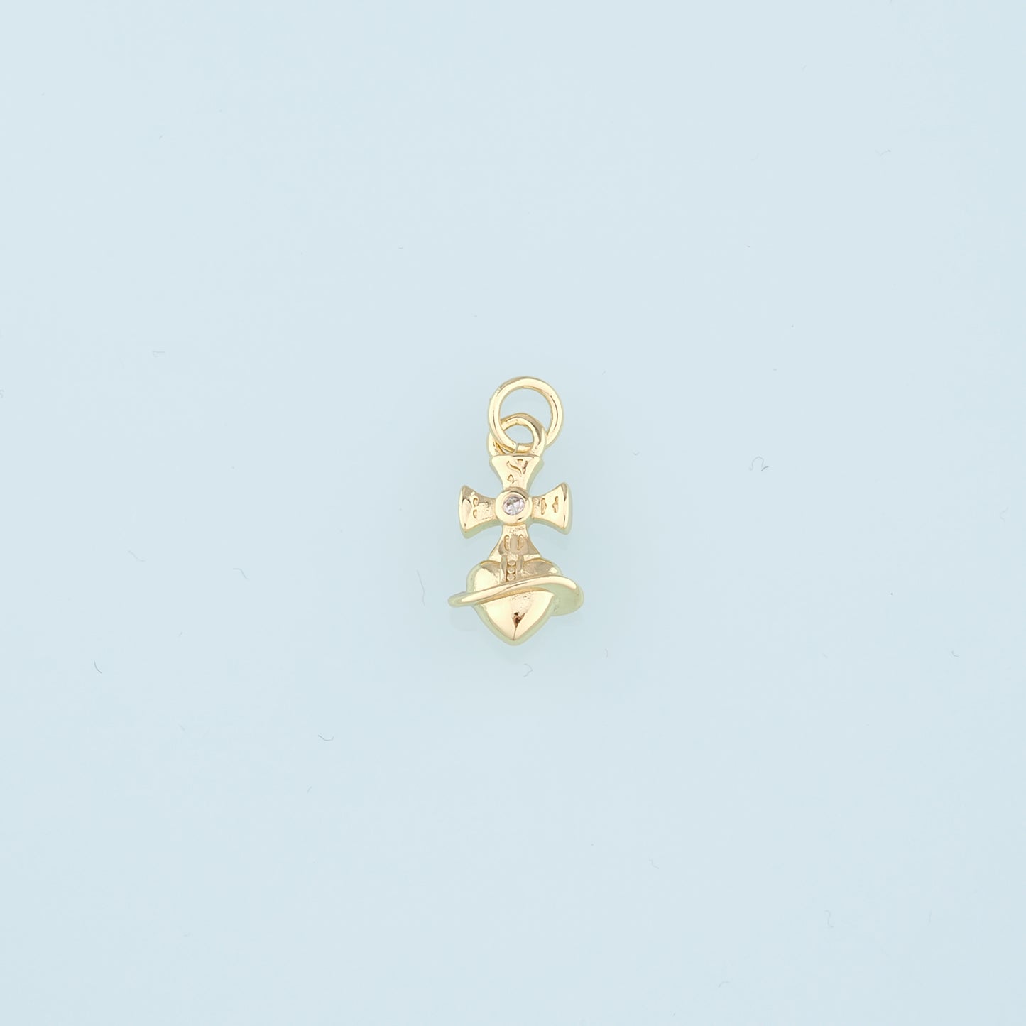18K Gold Filled Cross Heart Pendant,Heart Charm Bracelet Necklace for DIY Jewelry Making Supply