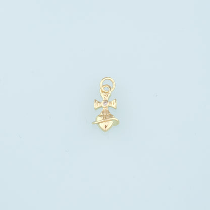 18K Gold Filled Cross Heart Pendant,Heart Charm Bracelet Necklace for DIY Jewelry Making Supply