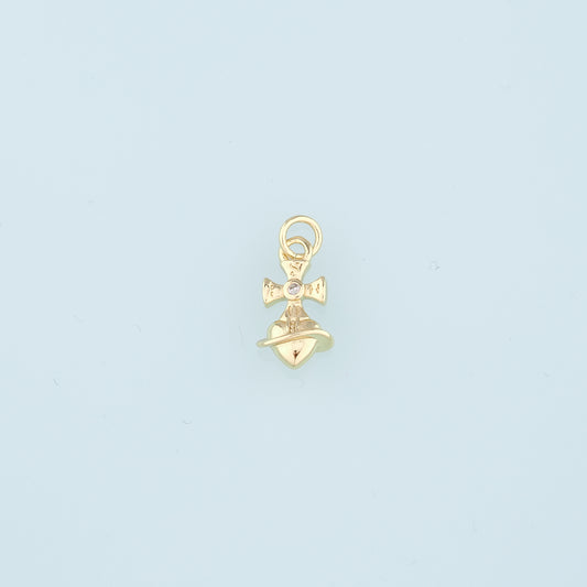 18K Gold Filled Cross Heart Pendant,Heart Charm Bracelet Necklace for DIY Jewelry Making Supply