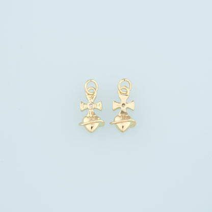 18K Gold Filled Cross Heart Pendant,Heart Charm Bracelet Necklace for DIY Jewelry Making Supply