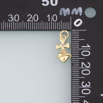 18K Gold Filled Cross Heart Pendant,Heart Charm Bracelet Necklace for DIY Jewelry Making Supply
