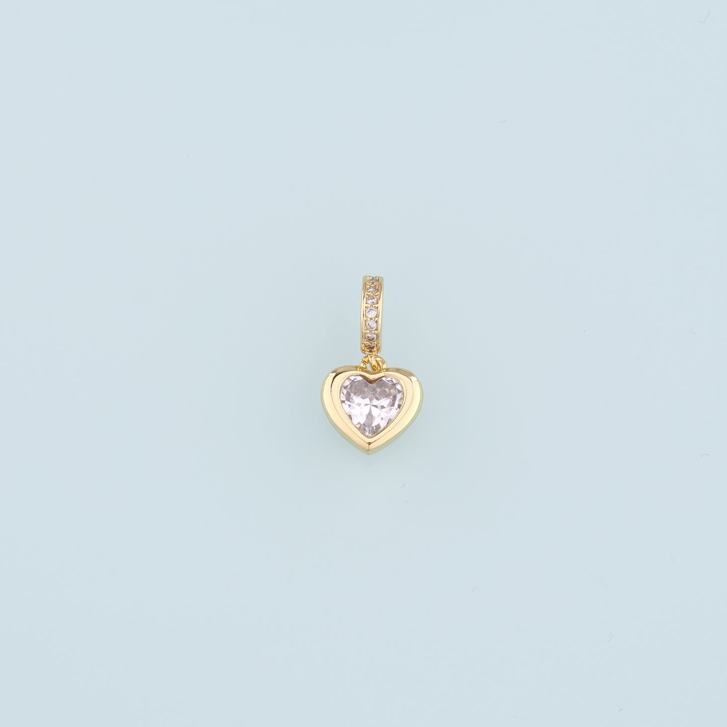 18K Gold Filled Heart Pendant,CZ Micro Pave Heart Charm Bracelet Necklace for DIY Jewelry Making Supply