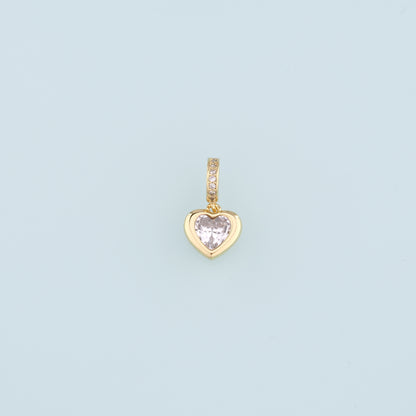 18K Gold Filled Heart Pendant,CZ Micro Pave Heart Charm Bracelet Necklace for DIY Jewelry Making Supply