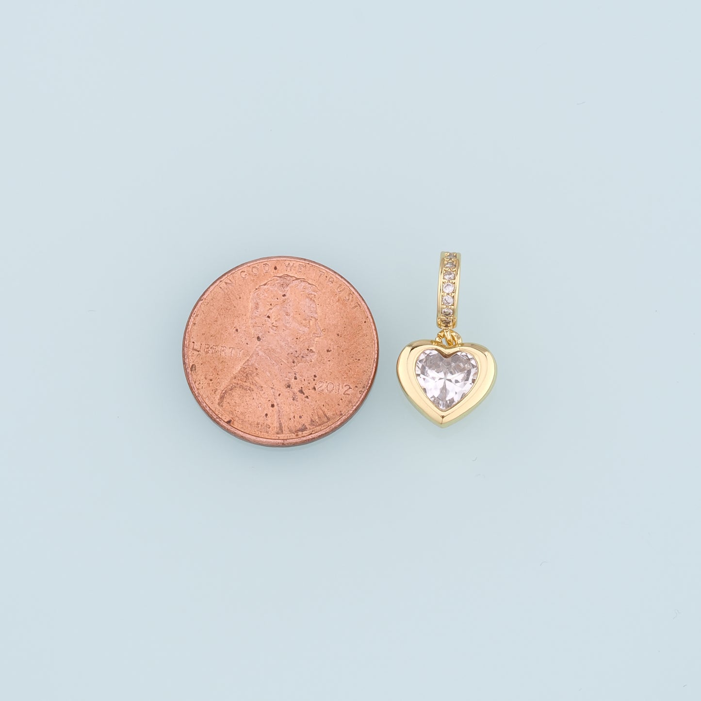 18K Gold Filled Heart Pendant,CZ Micro Pave Heart Charm Bracelet Necklace for DIY Jewelry Making Supply