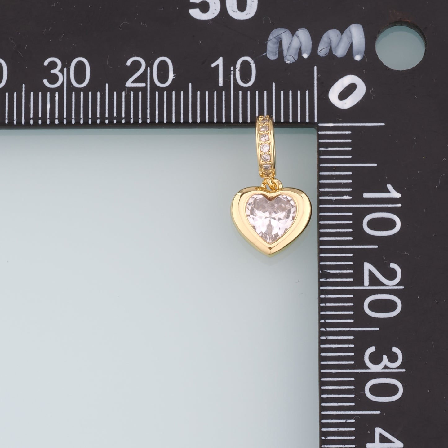 18K Gold Filled Heart Pendant,CZ Micro Pave Heart Charm Bracelet Necklace for DIY Jewelry Making Supply