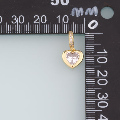 18K Gold Filled Heart Pendant,CZ Micro Pave Heart Charm Bracelet Necklace for DIY Jewelry Making Supply