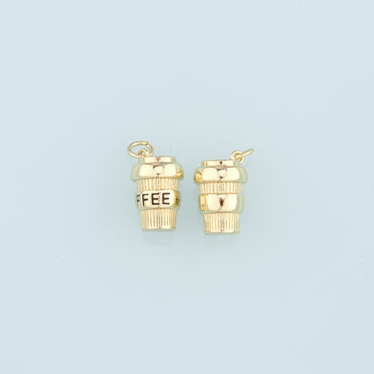 18K Gold Filled Coffee Cup Pendant,Cup Charm Bracelet Necklace for DIY Jewelry Making Supply