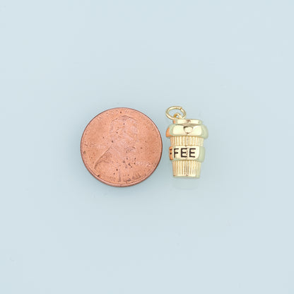 18K Gold Filled Coffee Cup Pendant,Cup Charm Bracelet Necklace for DIY Jewelry Making Supply