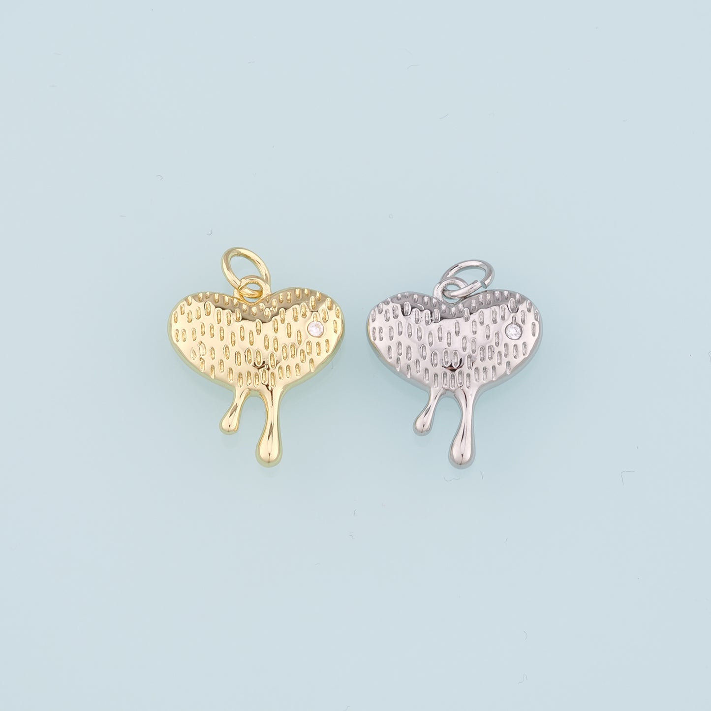 18K Gold Filled Heart Pendant,Heart Charm Bracelet Necklace for DIY Jewelry Making Supply