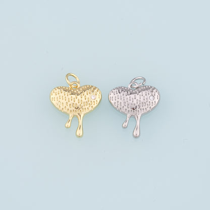 18K Gold Filled Heart Pendant,Heart Charm Bracelet Necklace for DIY Jewelry Making Supply