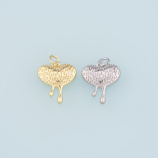 18K Gold Filled Heart Pendant,Heart Charm Bracelet Necklace for DIY Jewelry Making Supply