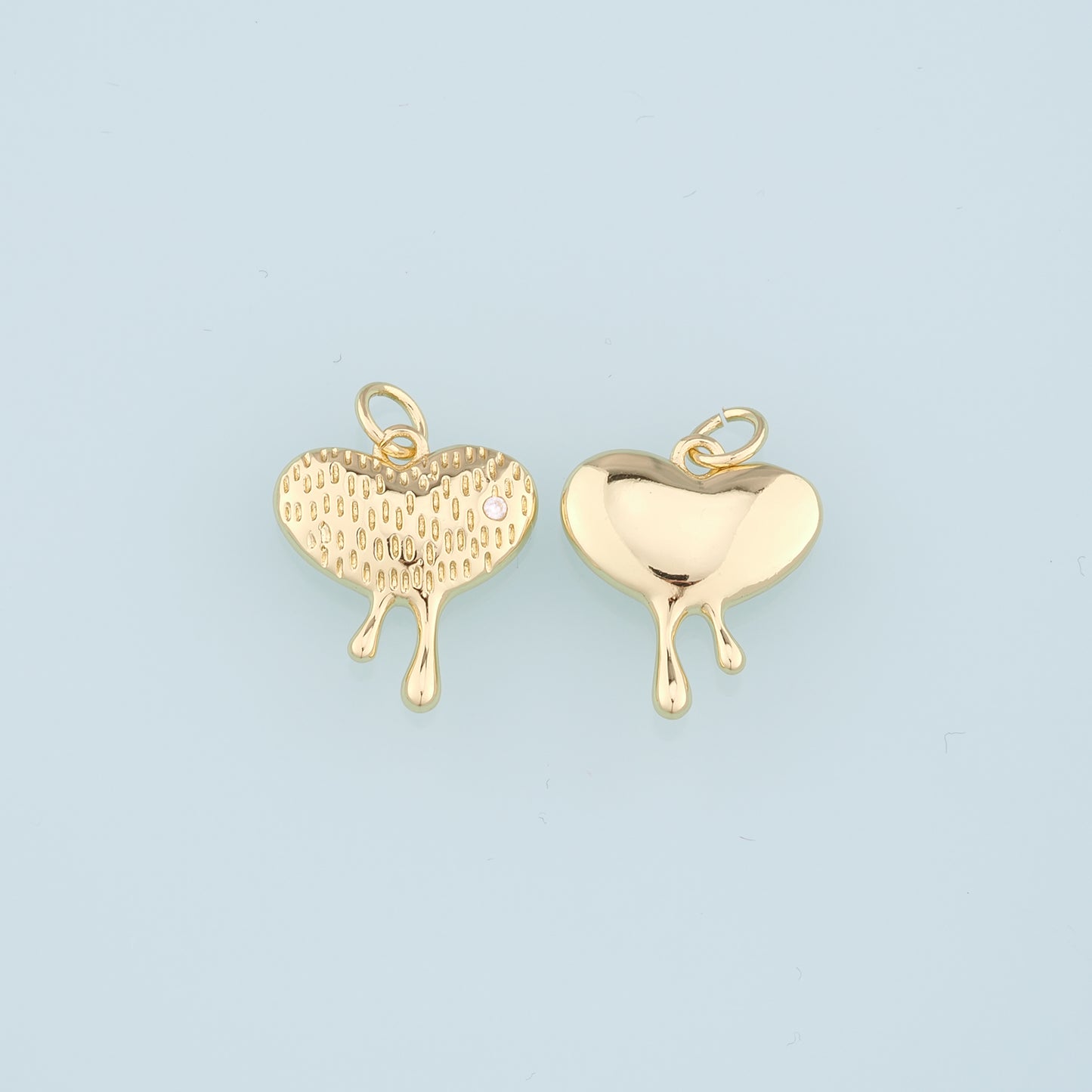 18K Gold Filled Heart Pendant,Heart Charm Bracelet Necklace for DIY Jewelry Making Supply