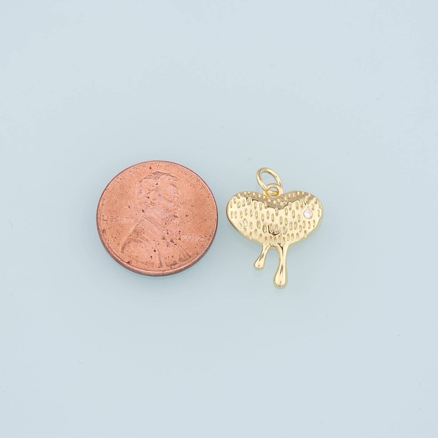 18K Gold Filled Heart Pendant,Heart Charm Bracelet Necklace for DIY Jewelry Making Supply