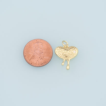 18K Gold Filled Heart Pendant,Heart Charm Bracelet Necklace for DIY Jewelry Making Supply