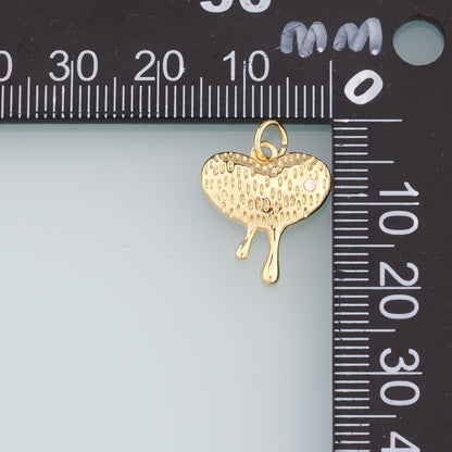 18K Gold Filled Heart Pendant,Heart Charm Bracelet Necklace for DIY Jewelry Making Supply