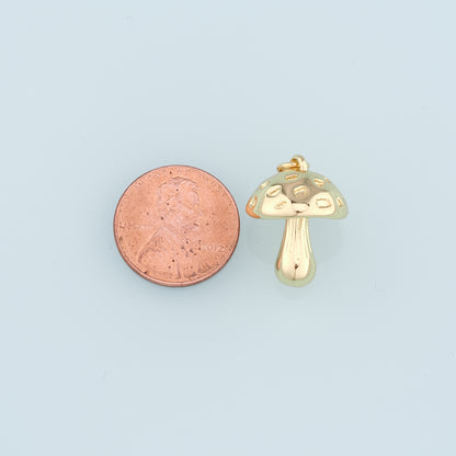 18K Gold Filled Mushroom Pendant,Mushroom Charm Bracelet Necklace for DIY Jewelry Making Supply