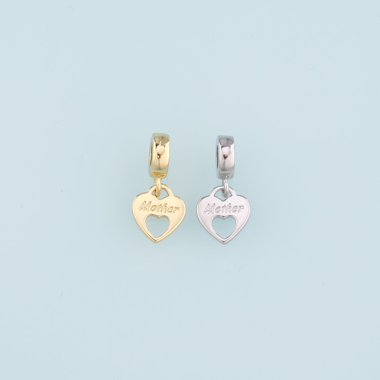 18K Gold Filled Heart Pendant,Mother Charm Bracelet Necklace for DIY Jewelry Making Supply
