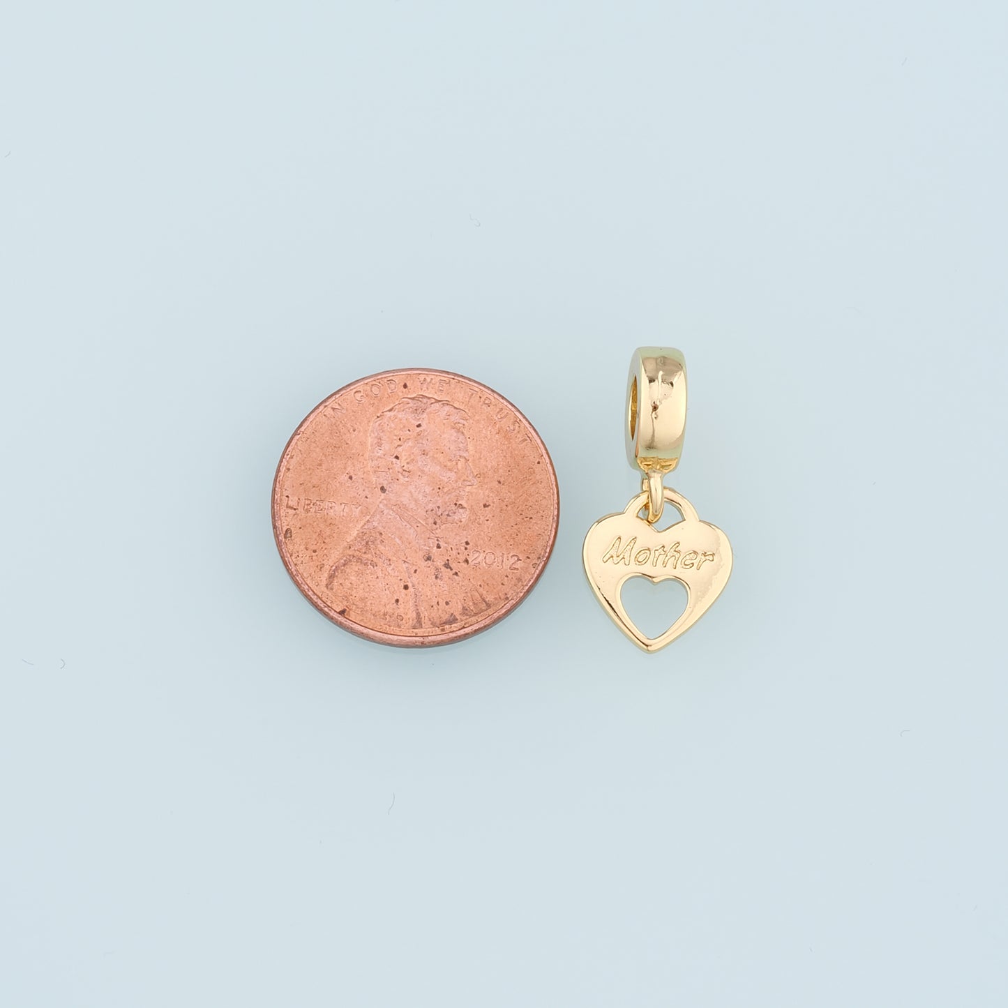 18K Gold Filled Heart Pendant,Mother Charm Bracelet Necklace for DIY Jewelry Making Supply