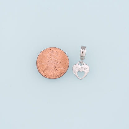 18K Gold Filled Heart Pendant,Mother Charm Bracelet Necklace for DIY Jewelry Making Supply