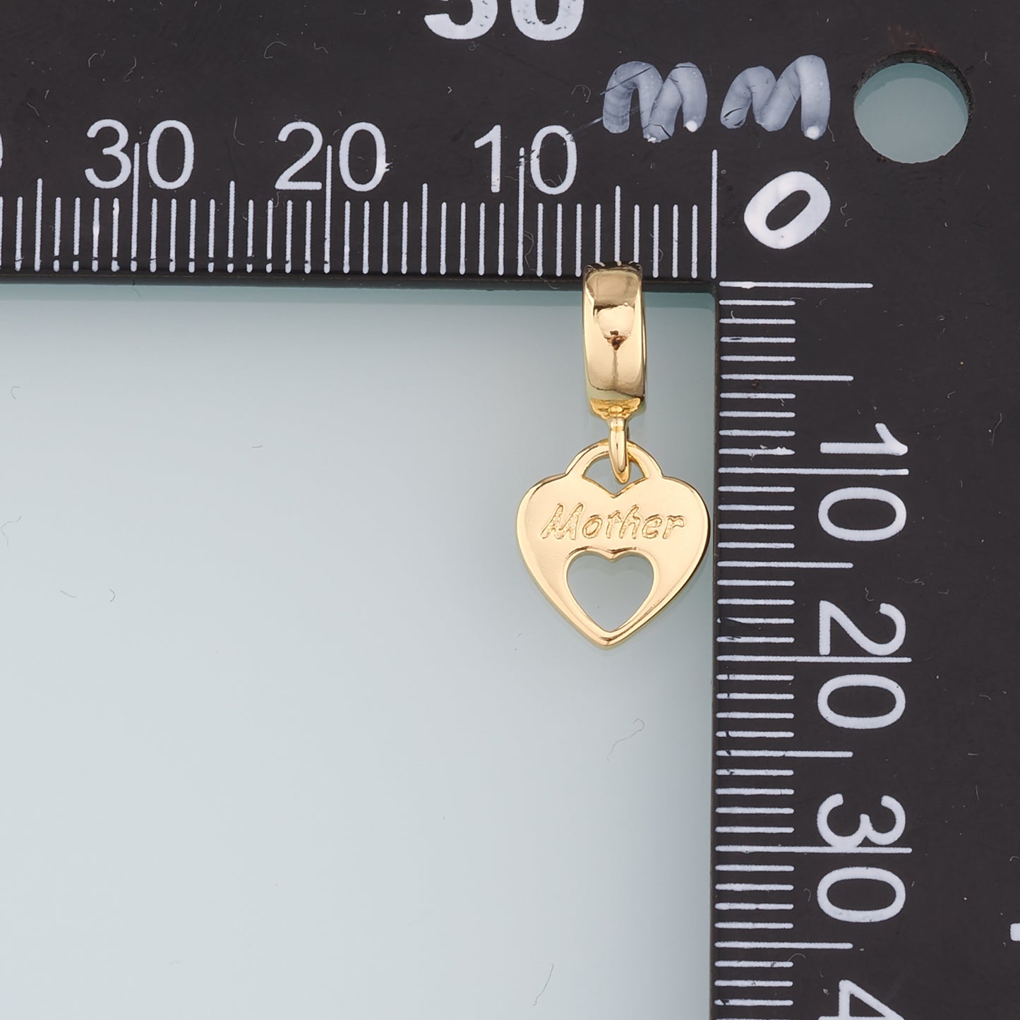 18K Gold Filled Heart Pendant,Mother Charm Bracelet Necklace for DIY Jewelry Making Supply