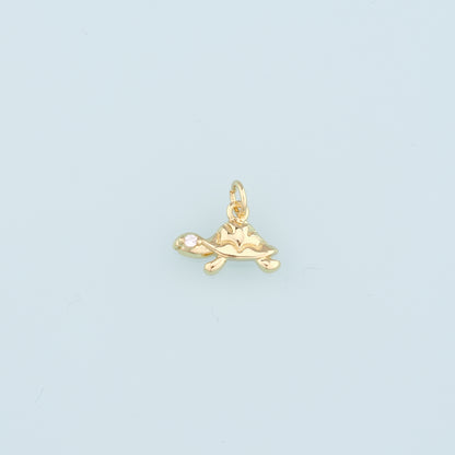 Gold Turtle Charms,18K Gold Filled Turtle Pendant, CZ Micro Pave Turtle Charm Bracelet Necklace for DIY Jewelry Making Supply