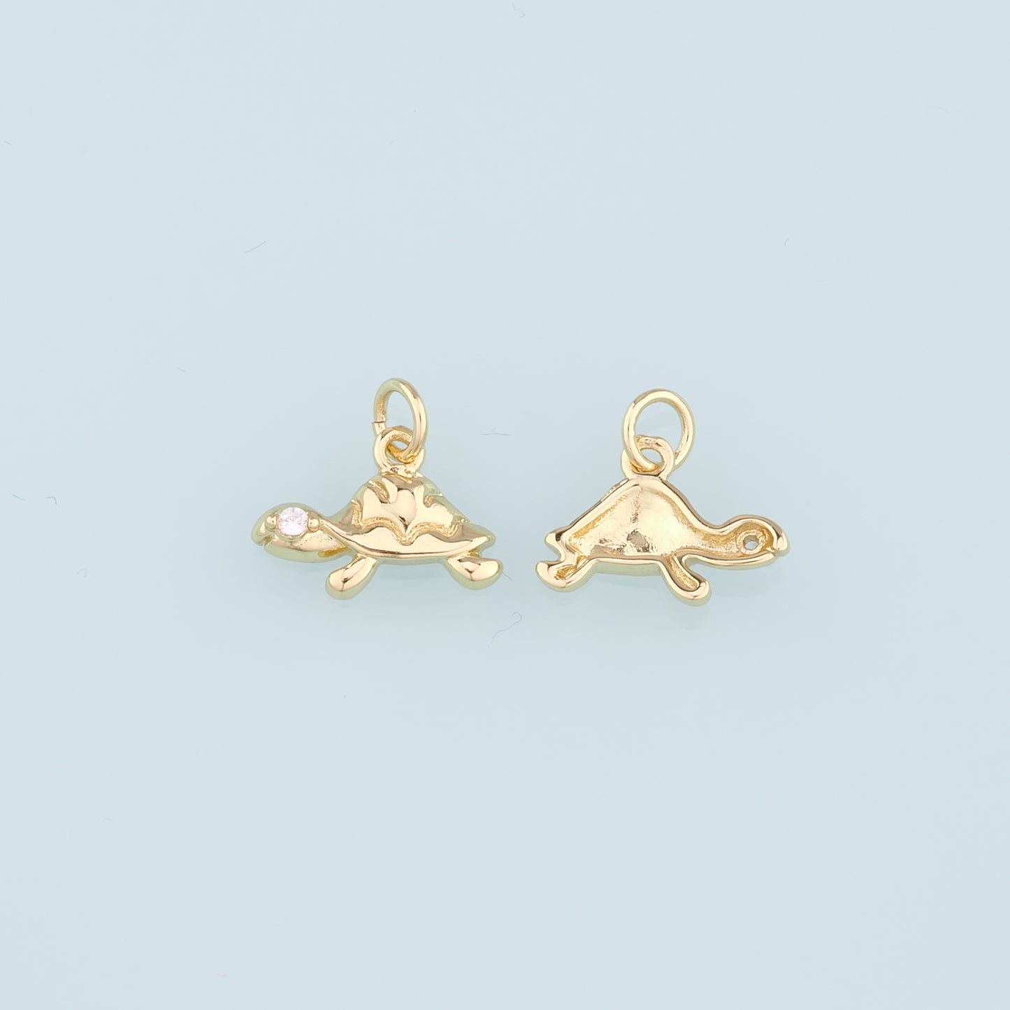 Gold Turtle Charms,18K Gold Filled Turtle Pendant, CZ Micro Pave Turtle Charm Bracelet Necklace for DIY Jewelry Making Supply