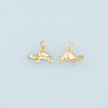 Gold Turtle Charms,18K Gold Filled Turtle Pendant, CZ Micro Pave Turtle Charm Bracelet Necklace for DIY Jewelry Making Supply