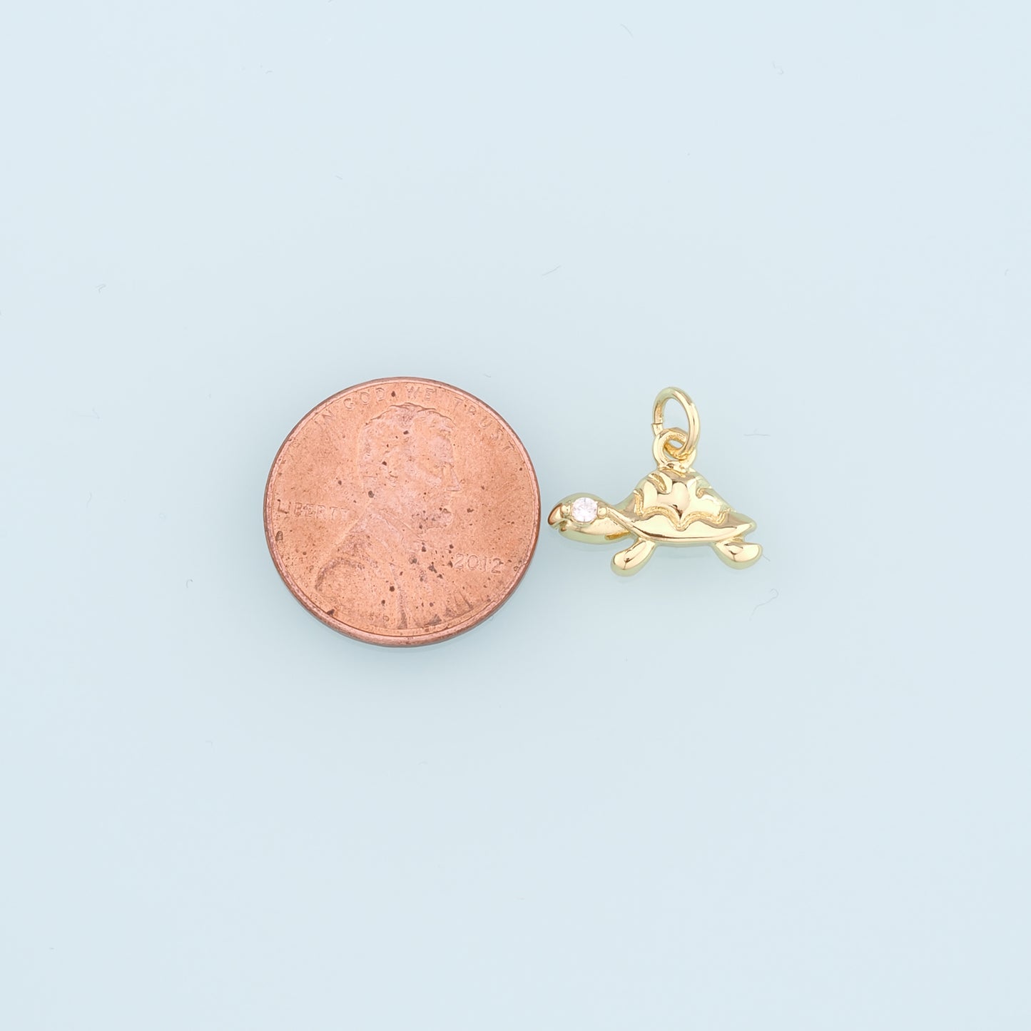 Gold Turtle Charms,18K Gold Filled Turtle Pendant, CZ Micro Pave Turtle Charm Bracelet Necklace for DIY Jewelry Making Supply