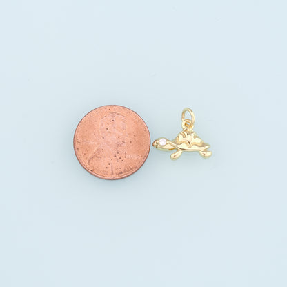 Gold Turtle Charms,18K Gold Filled Turtle Pendant, CZ Micro Pave Turtle Charm Bracelet Necklace for DIY Jewelry Making Supply