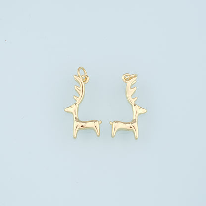 18K Gold Filled Elk Pendant,Animal Charm Bracelet Necklace for DIY Jewelry Making Supply
