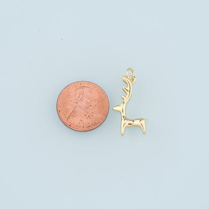 18K Gold Filled Elk Pendant,Animal Charm Bracelet Necklace for DIY Jewelry Making Supply