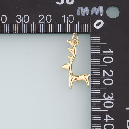 18K Gold Filled Elk Pendant,Animal Charm Bracelet Necklace for DIY Jewelry Making Supply