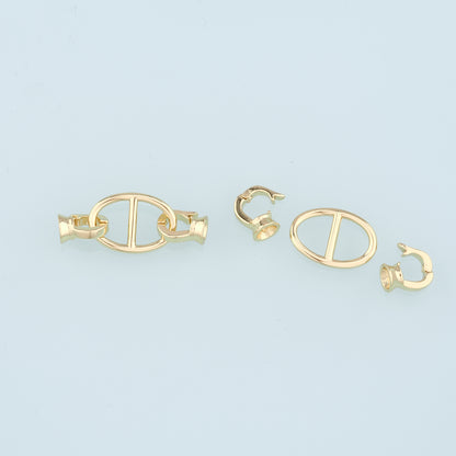 18K Gold Filled Twisted Oval Clasp,Carabiner Lock Connector,Spring Push Gate for DIY Jewelry Finding Necklace Bracelet