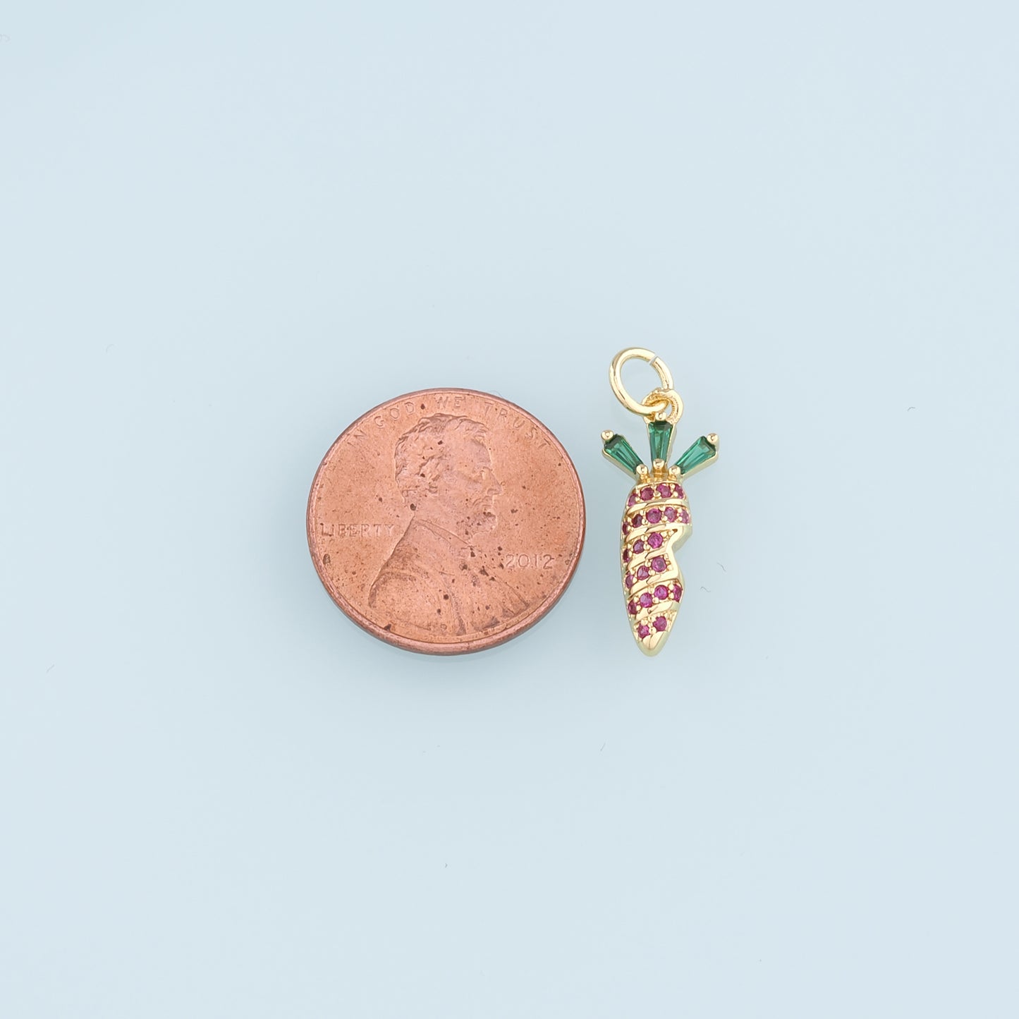 18K Gold Filled Radish Pendant,CZ Micro Pave Radish Charm Bracelet Necklace for DIY Jewelry Making Supply