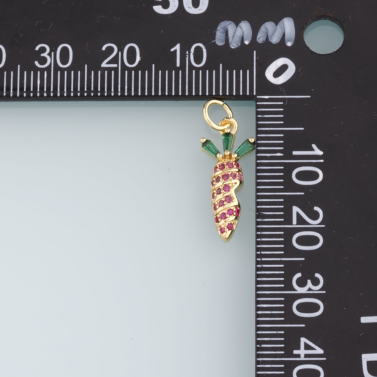 18K Gold Filled Radish Pendant,CZ Micro Pave Radish Charm Bracelet Necklace for DIY Jewelry Making Supply